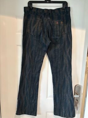 Versace Black Metallic Patterned Jeans. US size 8